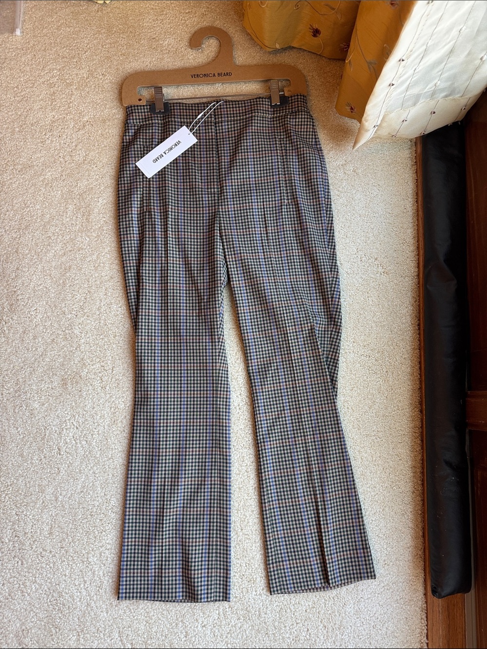 Veronica Beard Checked Dress Pants in Brown Multi-Color arte russet multi color